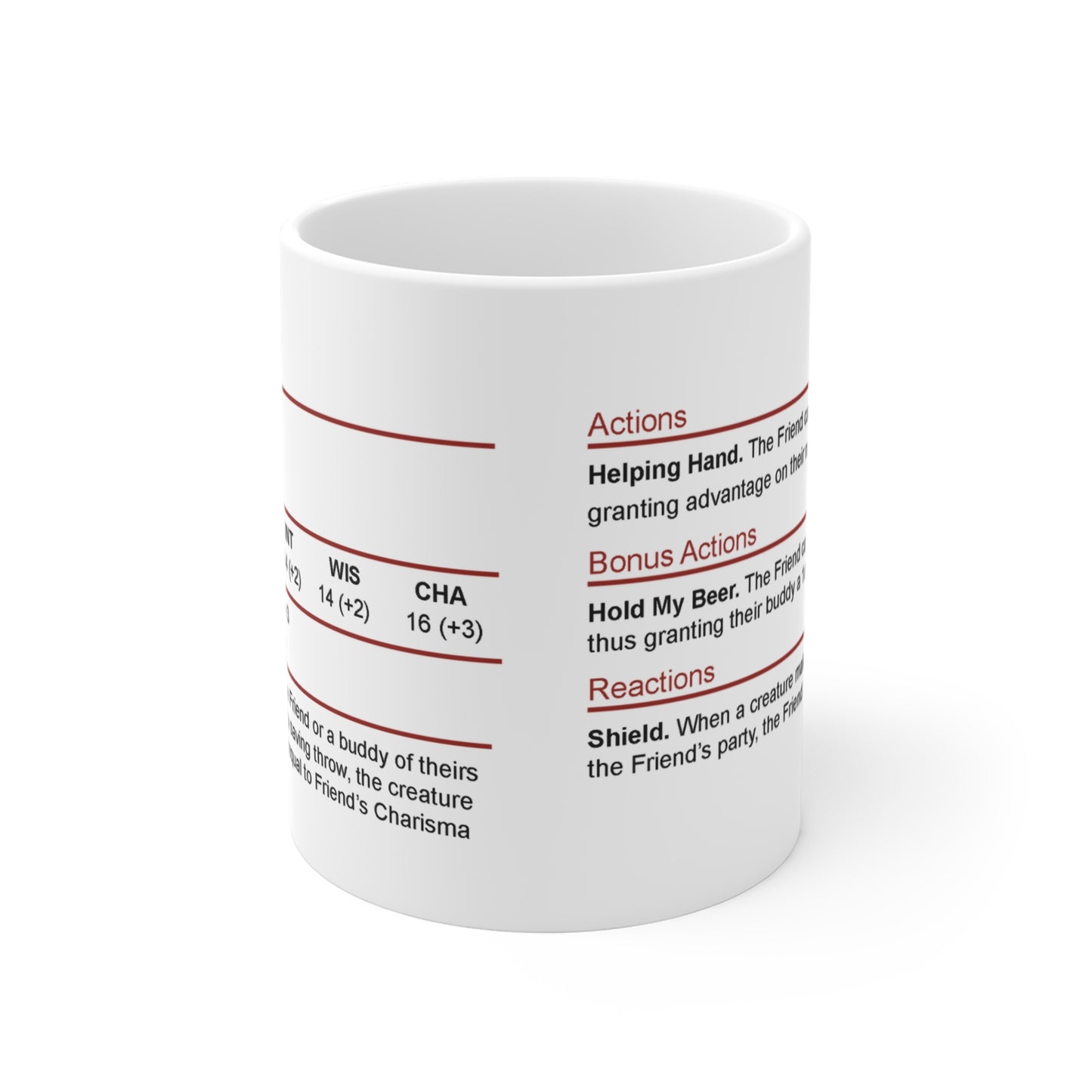 D&D Friend Stat Block Mug
