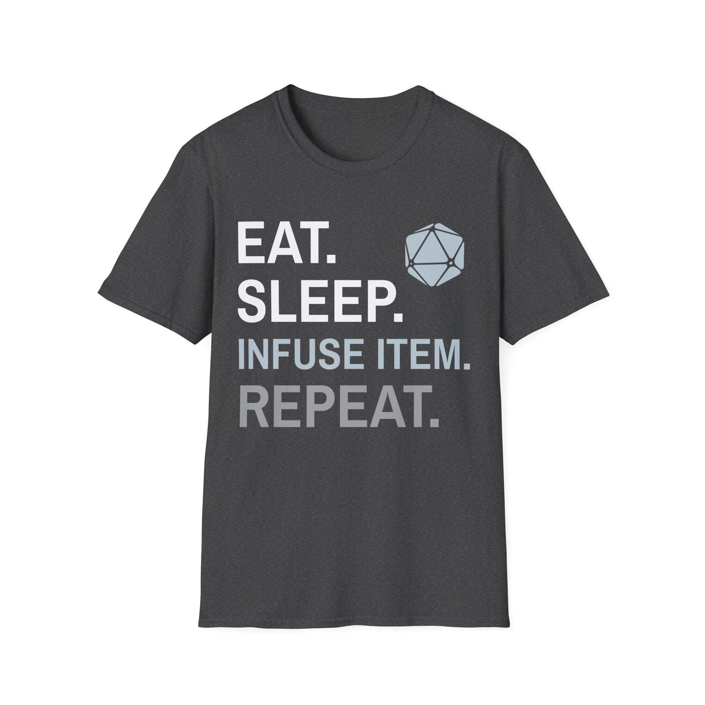 Printify T-Shirt Dark Heather / S Artificer T-Shirt – 'Eat, Sleep, Infuse Item, Repeat'