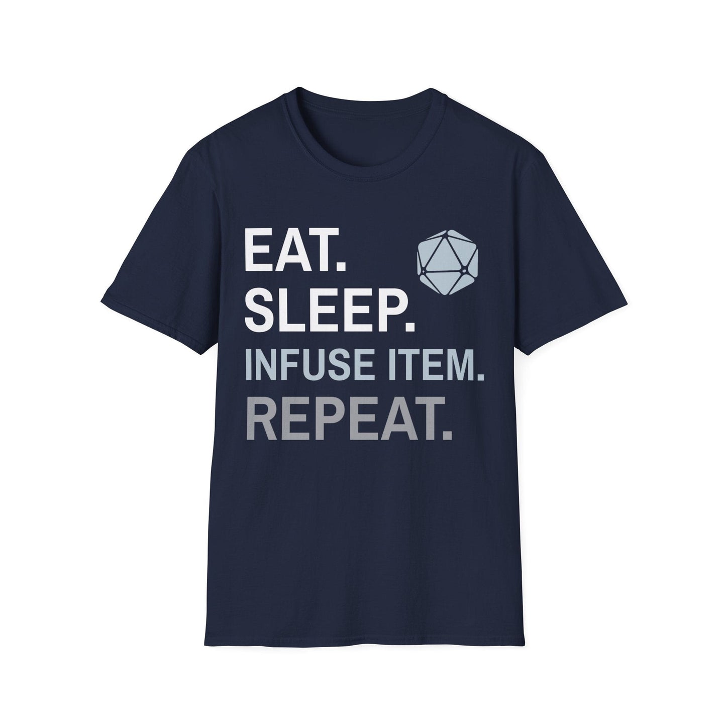 Printify T-Shirt Navy / S Artificer T-Shirt – 'Eat, Sleep, Infuse Item, Repeat'