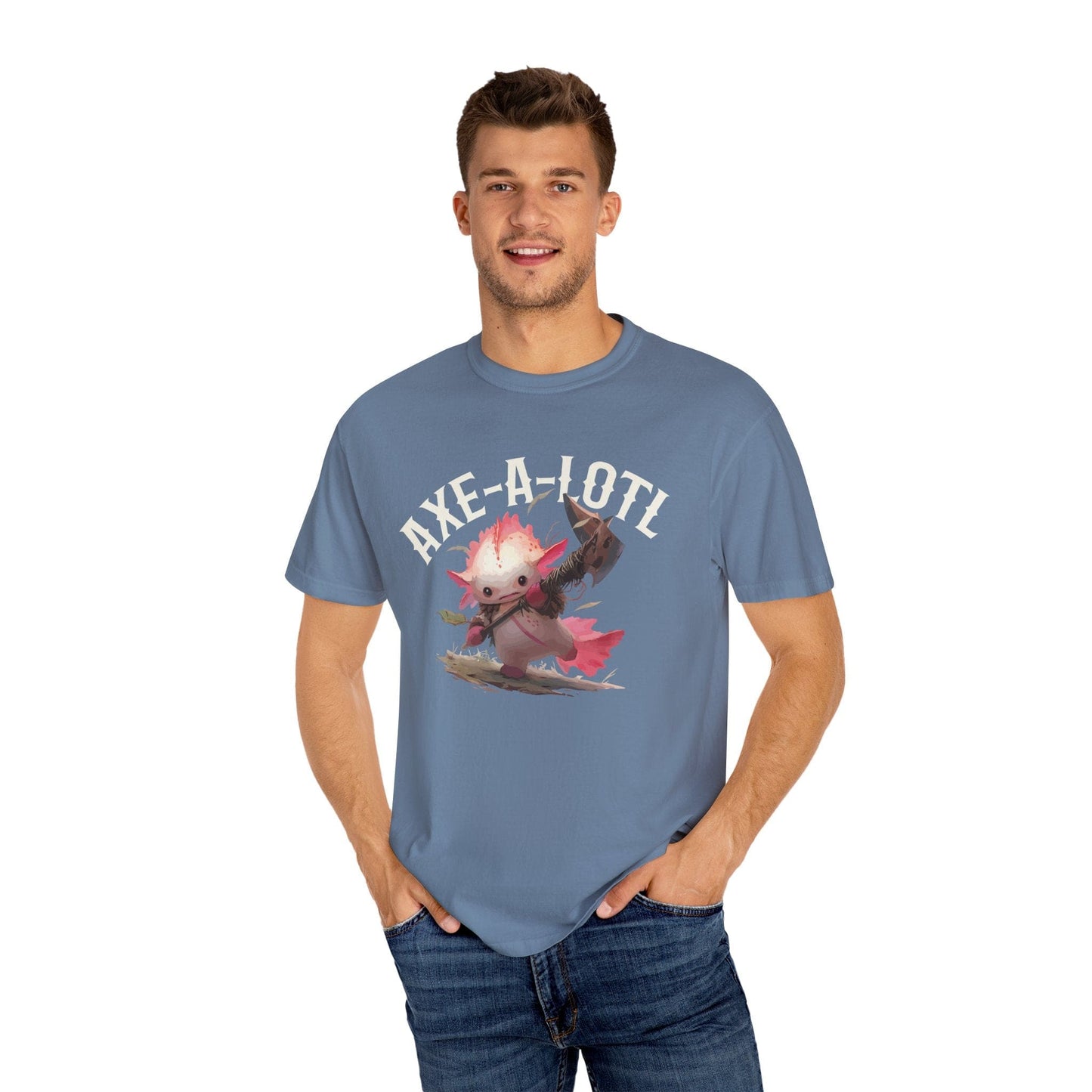 Printify T-Shirt Axe-A-Lotl Funny Axolotl DnD T-Shirt - Comfort Colors