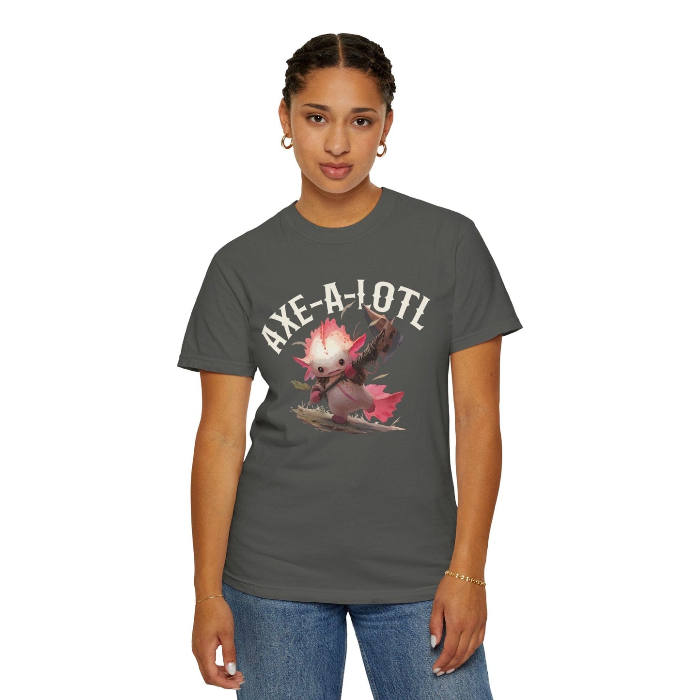 Printify T-Shirt Axe-A-Lotl Funny Axolotl DnD T-Shirt - Comfort Colors