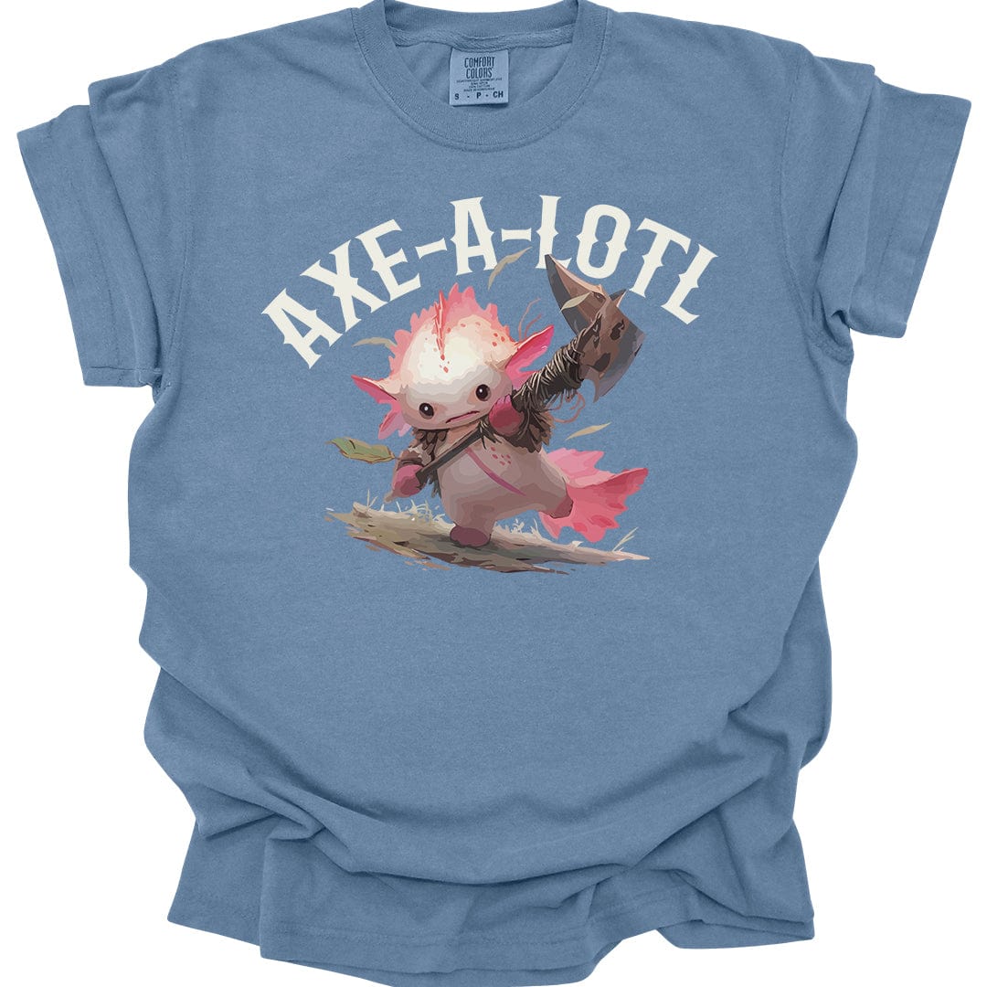 Printify T-Shirt Blue Jean / S Axe-A-Lotl Funny Axolotl DnD T-Shirt - Comfort Colors