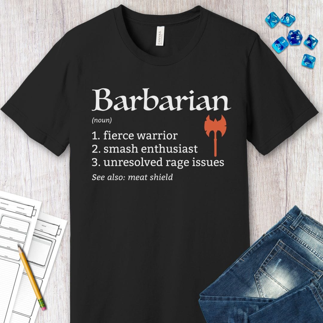 Printify T-Shirt Barbarian Class Definition T-Shirt – Funny DnD Definition Tee