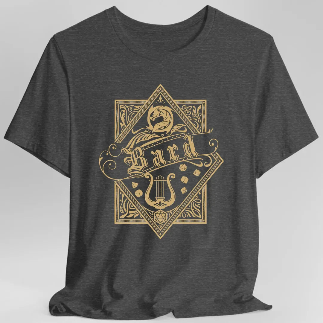 Printify T-Shirt Dark Heather Grey / S Bard D&D Class Emblem T-shirt