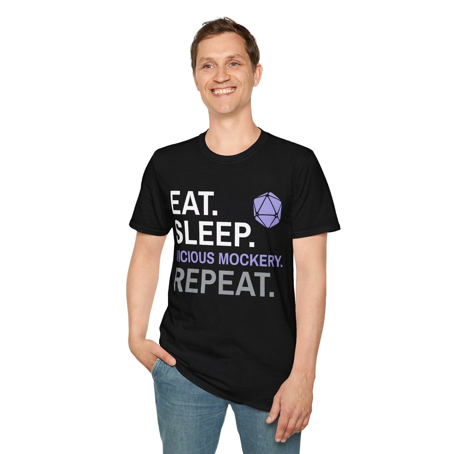 Printify T-Shirt Bard T-Shirt – 'Eat, Sleep, Vicious Mockery, Repeat'