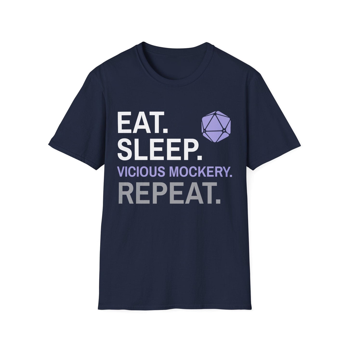 Printify T-Shirt Navy / S Bard T-Shirt – 'Eat, Sleep, Vicious Mockery, Repeat'