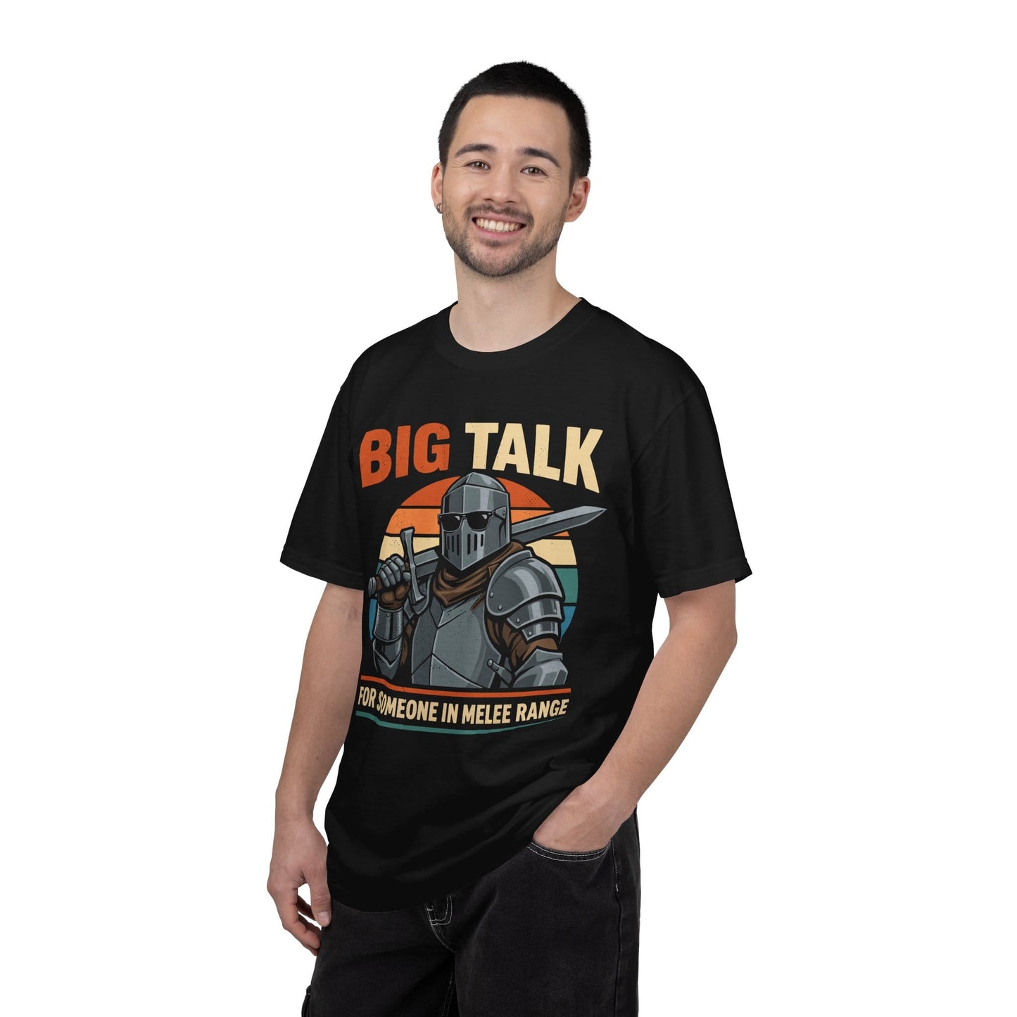Printify T-Shirt Big Talk For Someone in Melee Range T-shirt - Comfort Colors