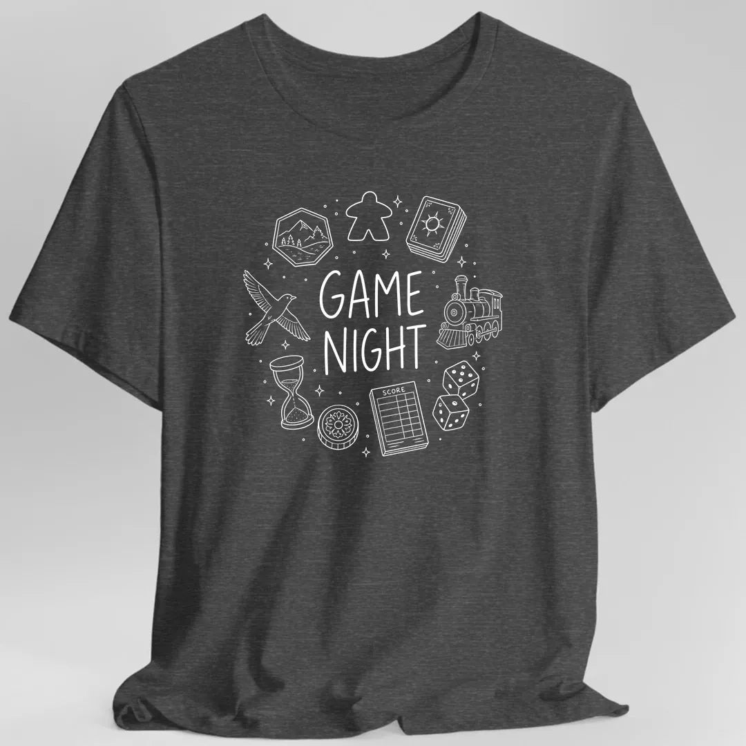 Printify T-Shirt Dark Heather Grey / S Board Game Night Doodle T-shirt