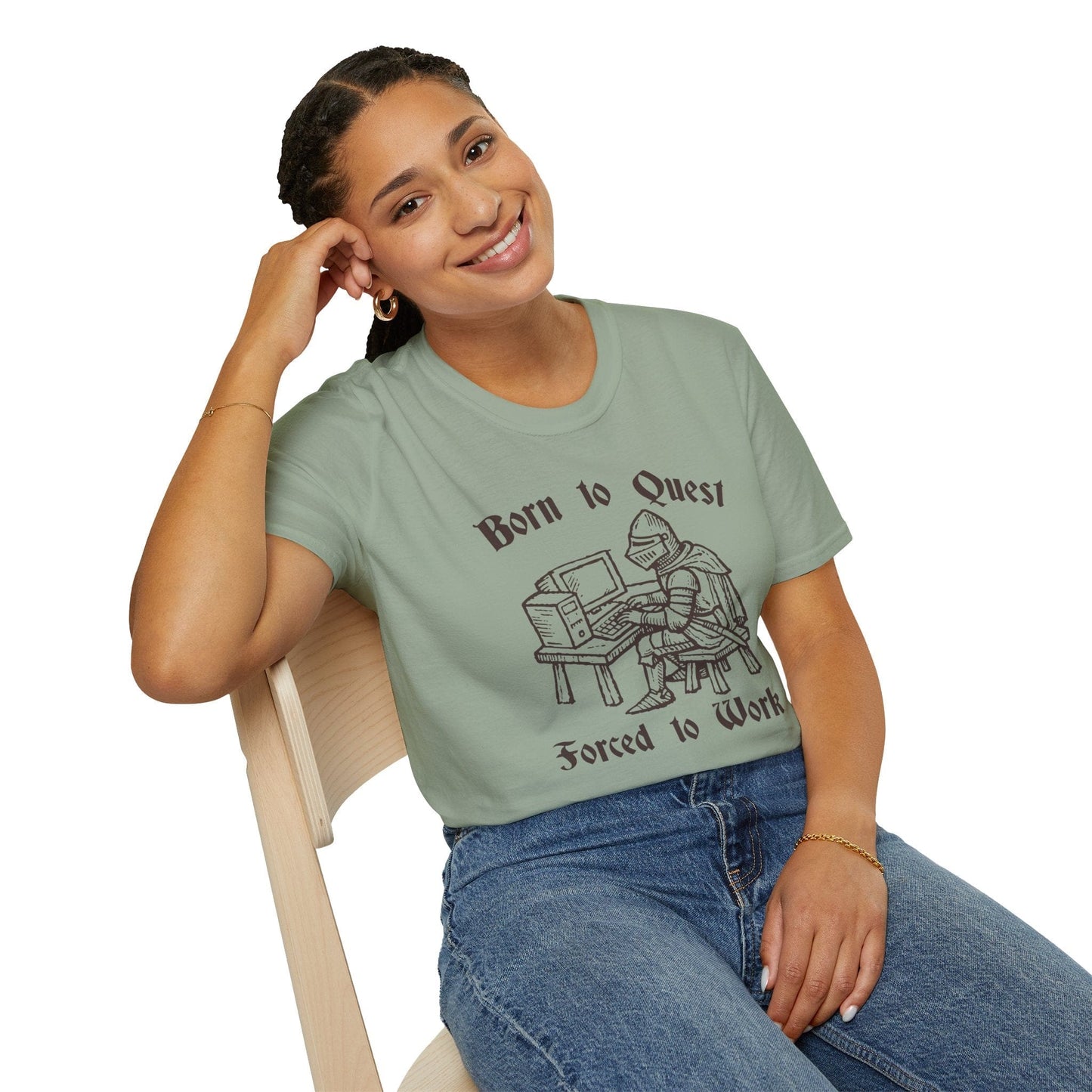 Printify T-Shirt Born to Quest Forced to Work T-shirt