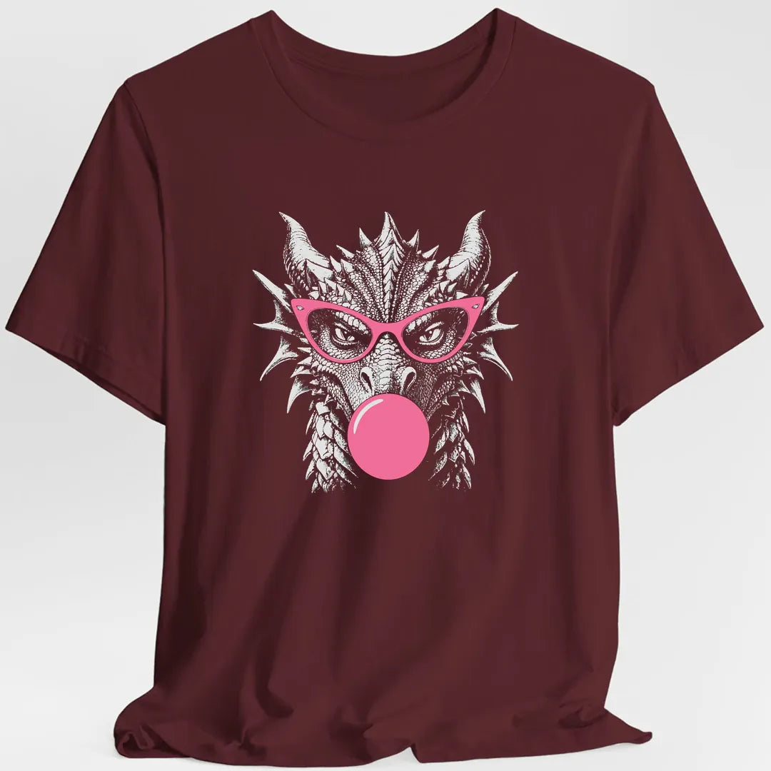 Printify T-Shirt Maroon / S Bubblegum Dragon T-Shirt