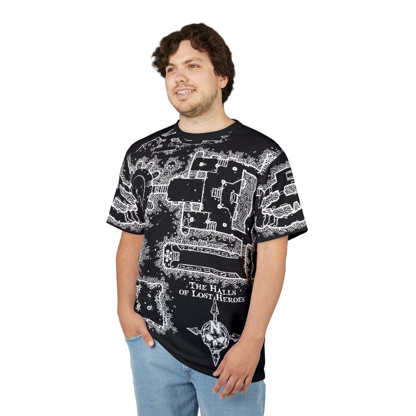 Printify All Over Prints BW D&D Dungeon Map Shirt