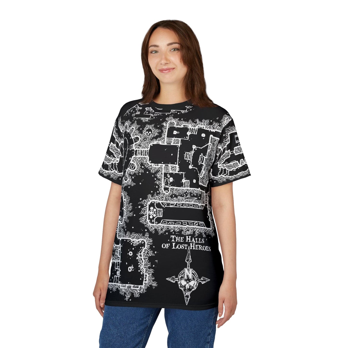 Printify All Over Prints BW D&D Dungeon Map Shirt