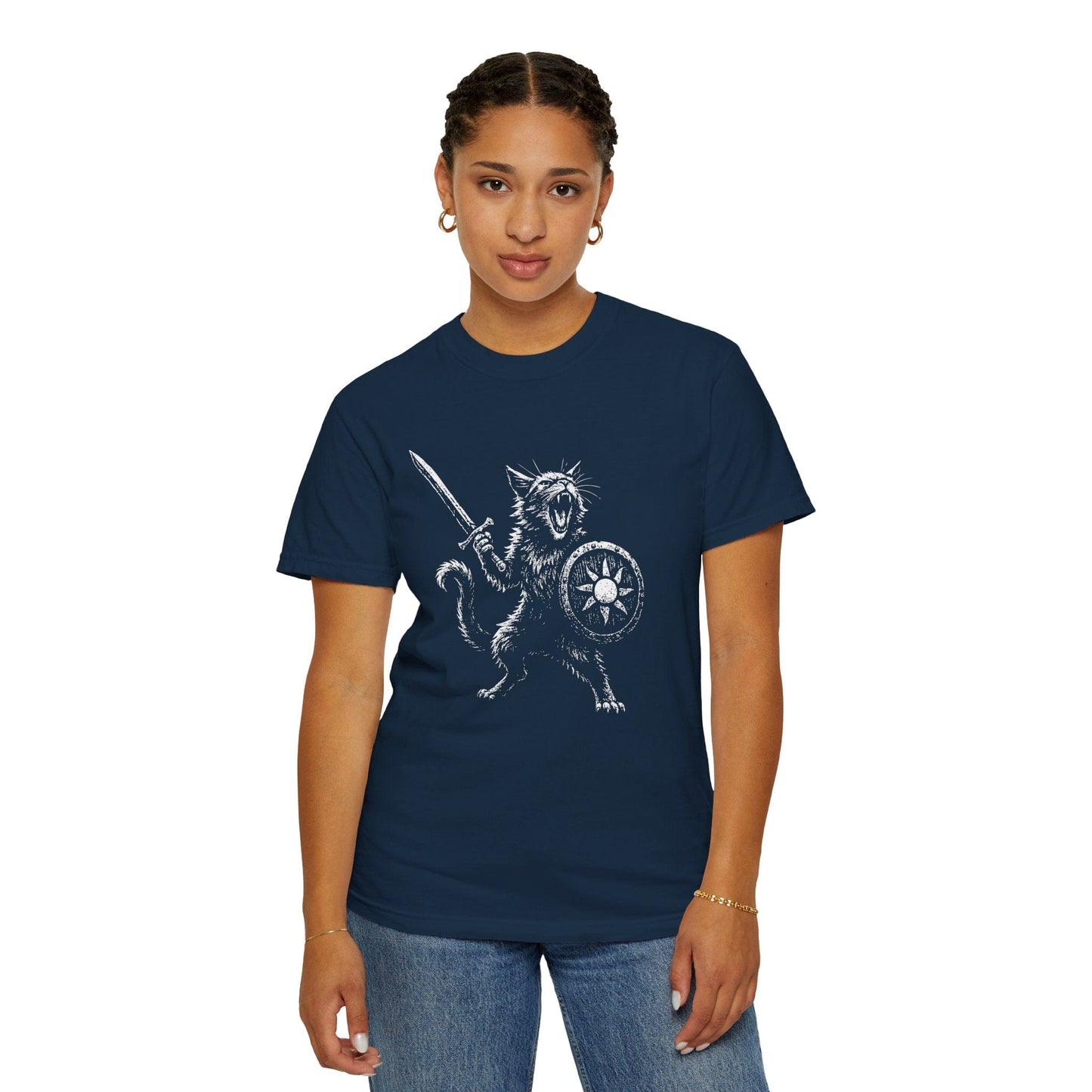 Printify T-Shirt Cat Fighter Fantasy Shirt - Comfort Colors