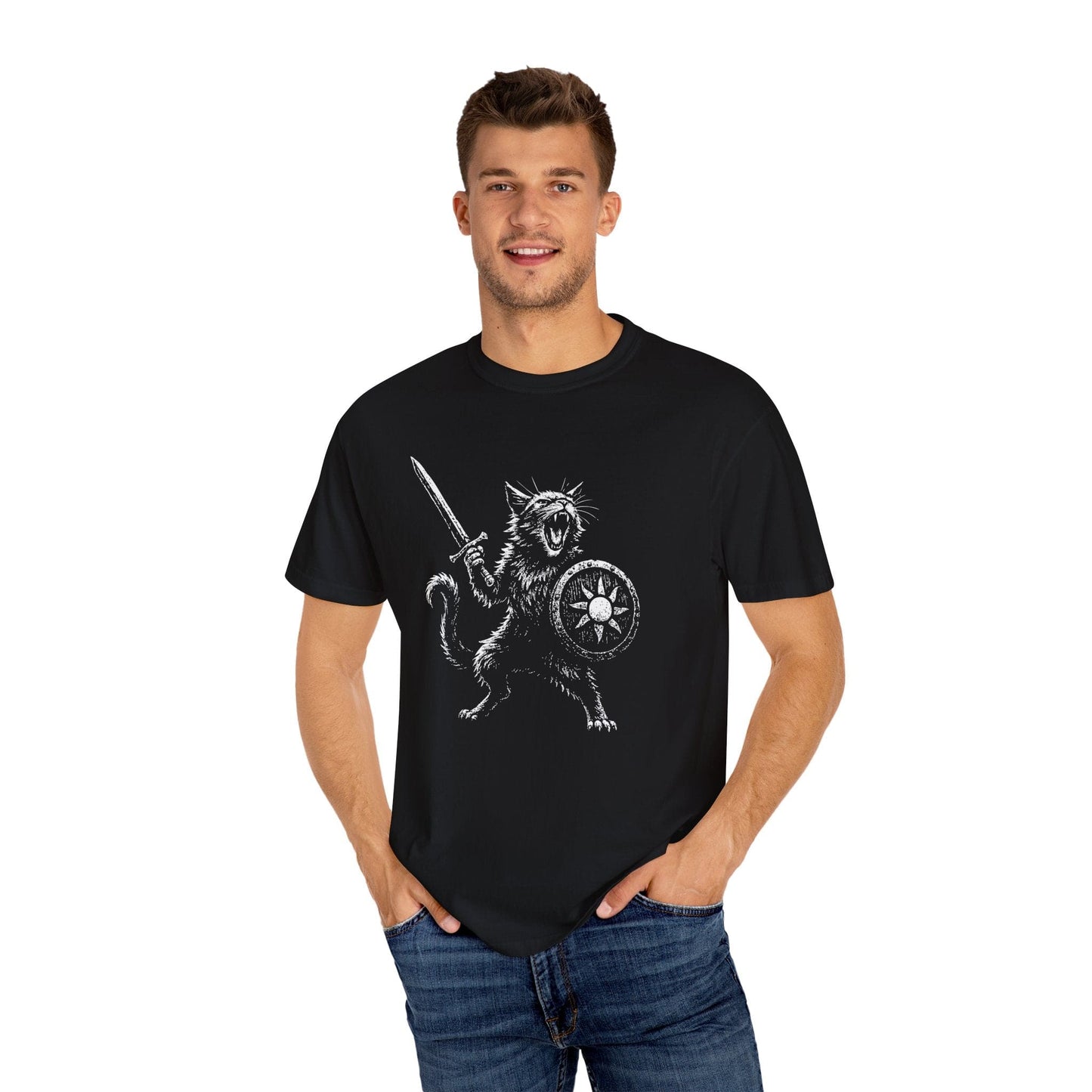 Printify T-Shirt Cat Fighter Fantasy Shirt - Comfort Colors