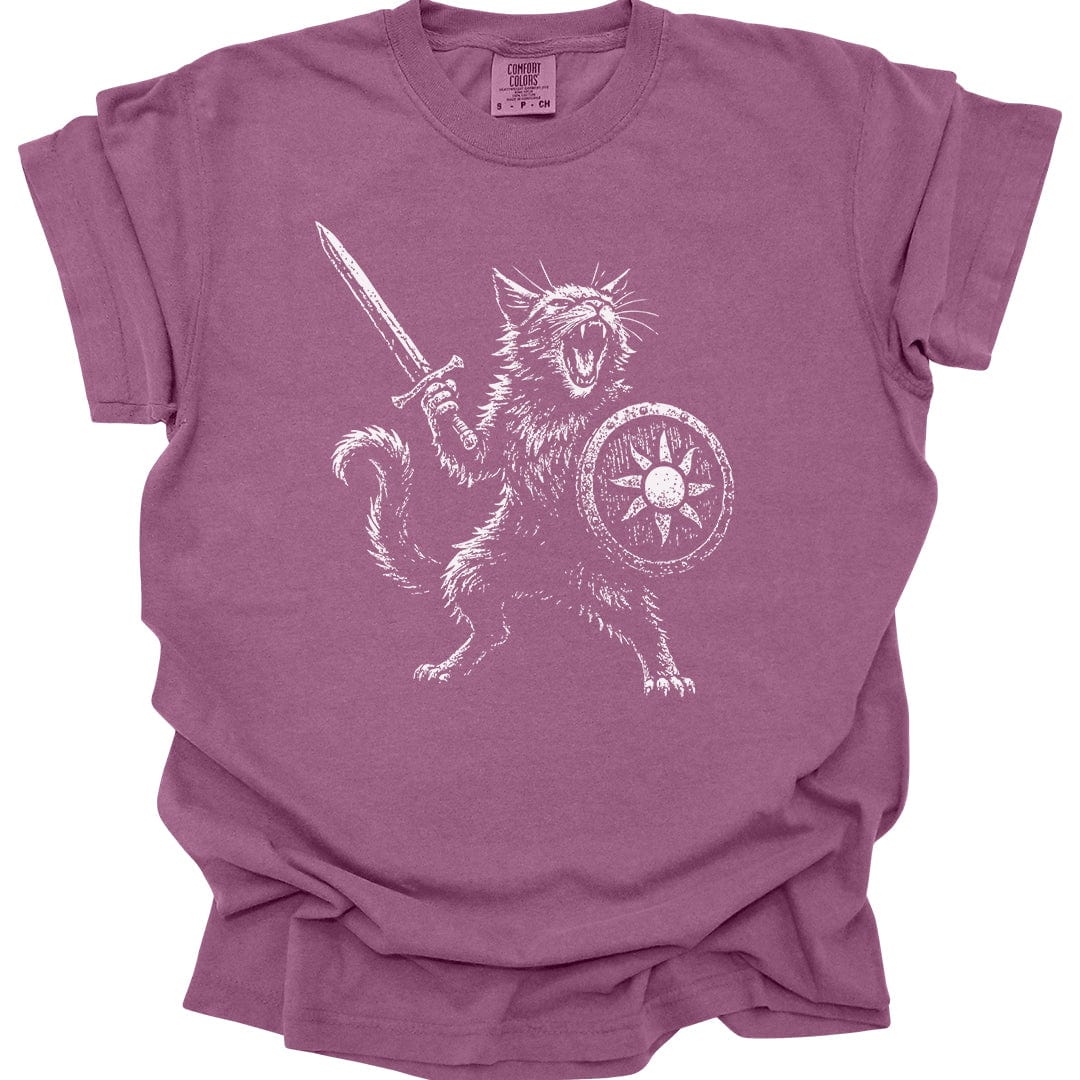 Printify T-Shirt Berry / S Cat Fighter Fantasy Shirt - Comfort Colors