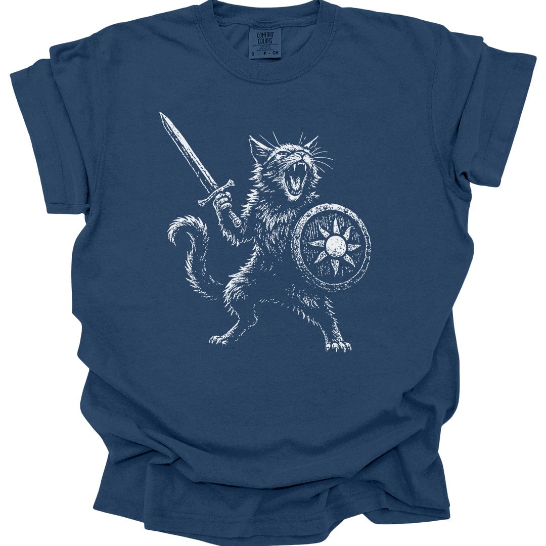 Printify T-Shirt True Navy / S Cat Fighter Fantasy Shirt - Comfort Colors