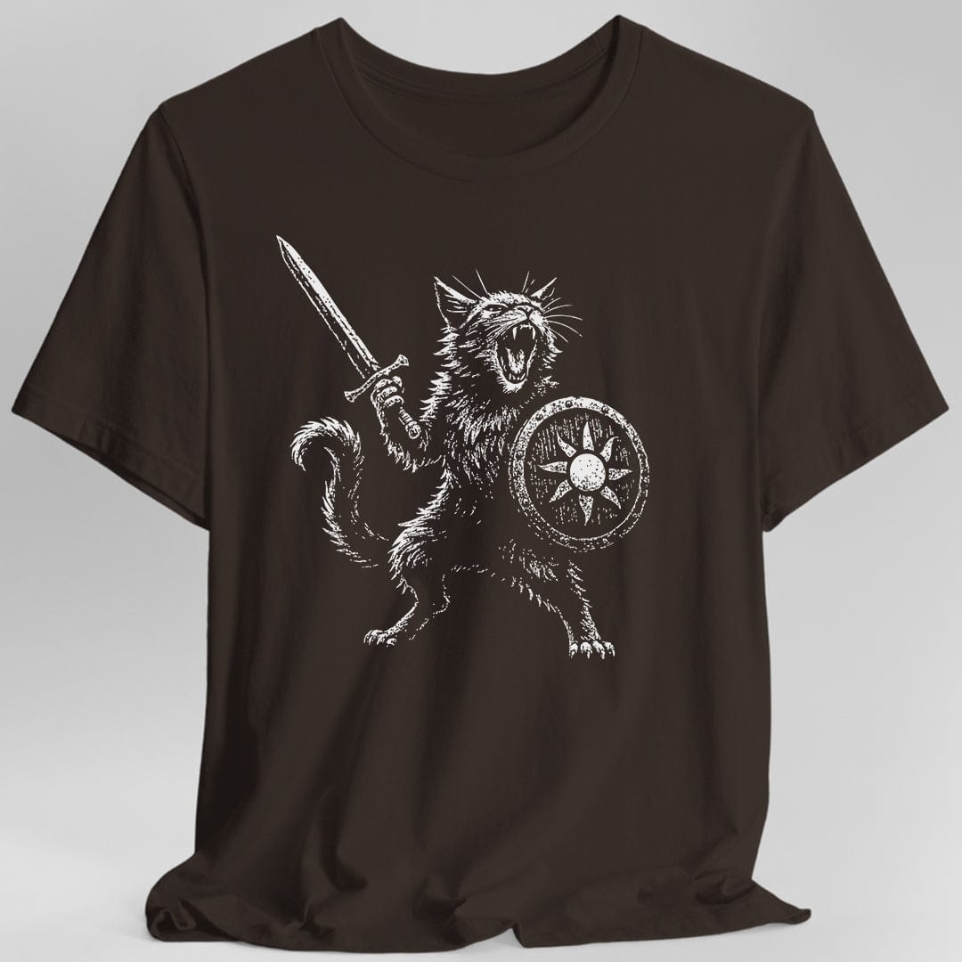 Printify T-Shirt Dark Chocolate / S Cat Fighter Fantasy Shirt