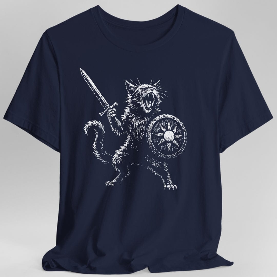Printify T-Shirt Navy / S Cat Fighter Fantasy Shirt