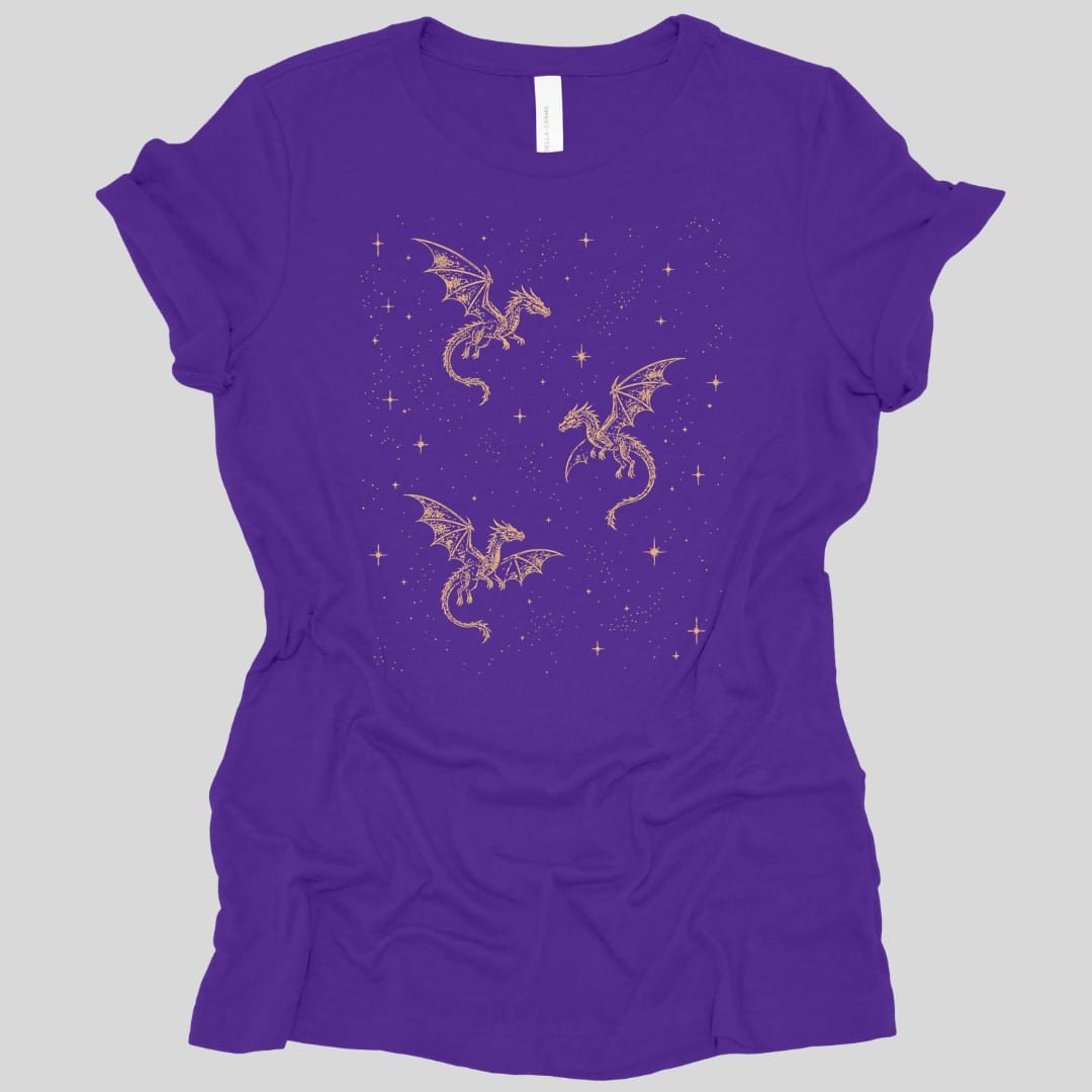 Printify T-Shirt Team Purple / M Celestial Dragons and Stars Women's T-shirt