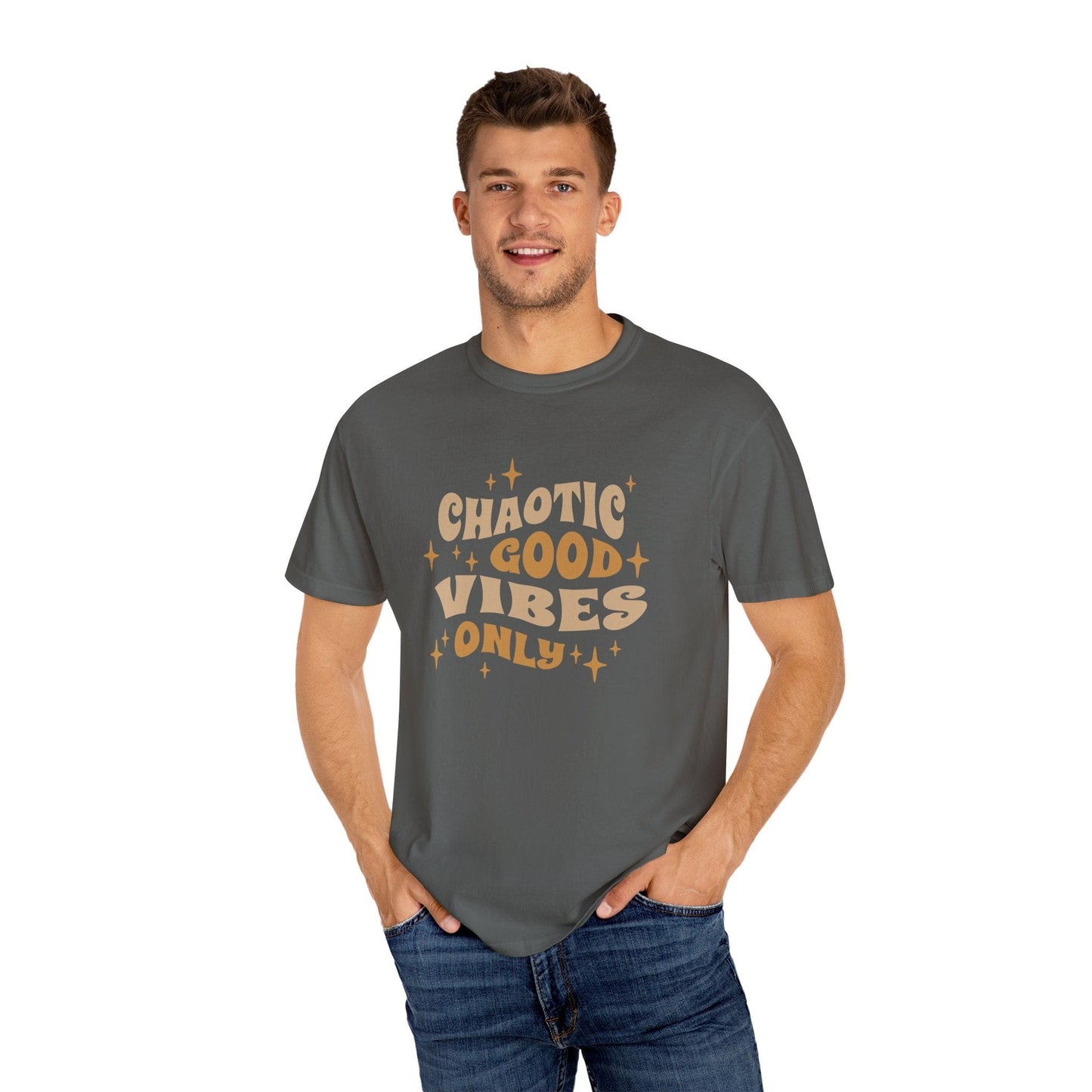 Printify T-Shirt Chaotic Good Vibes Only T-Shirt - Comfort Colors