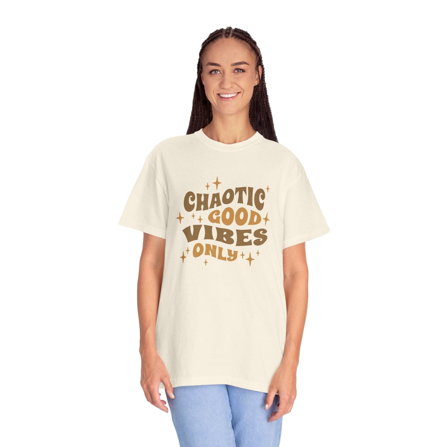 Printify T-Shirt Chaotic Good Vibes Only T-Shirt - Comfort Colors