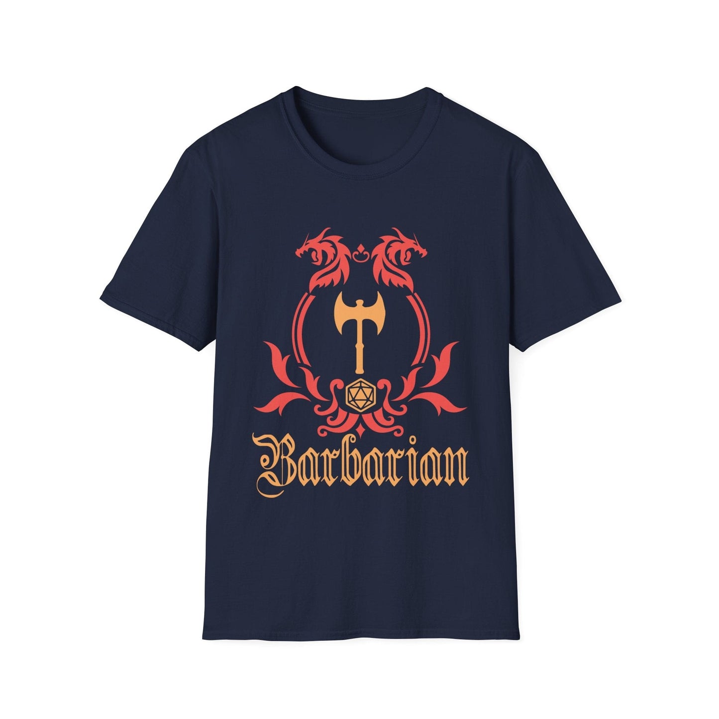 Printify T-Shirt Navy / S D&D Barbarian Class Emblem T-shirt
