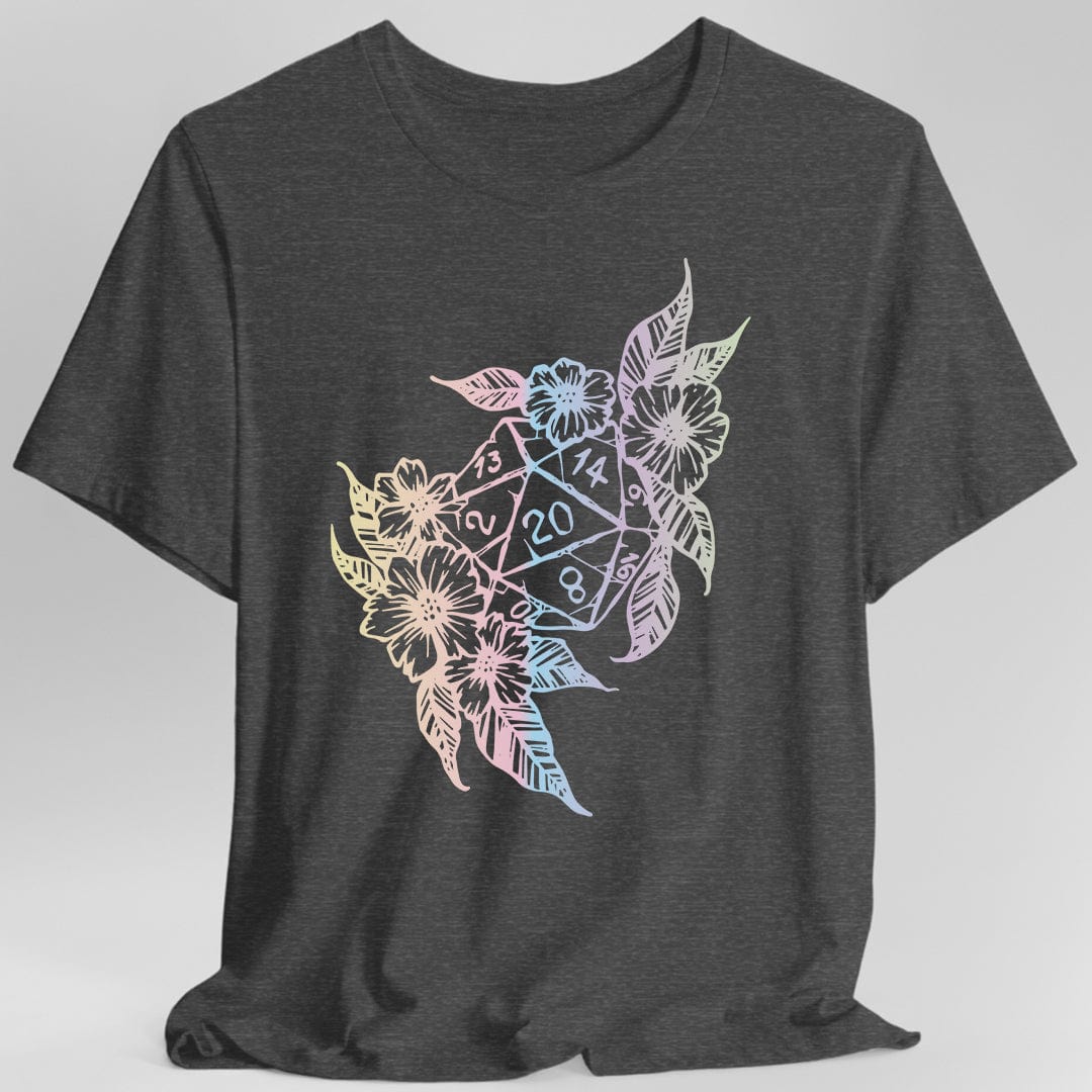 Printify T-Shirt D&D D20 Dice Flower T-Shirt