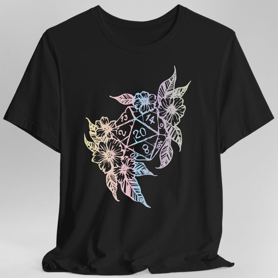 Printify T-Shirt D&D D20 Dice Flower T-Shirt