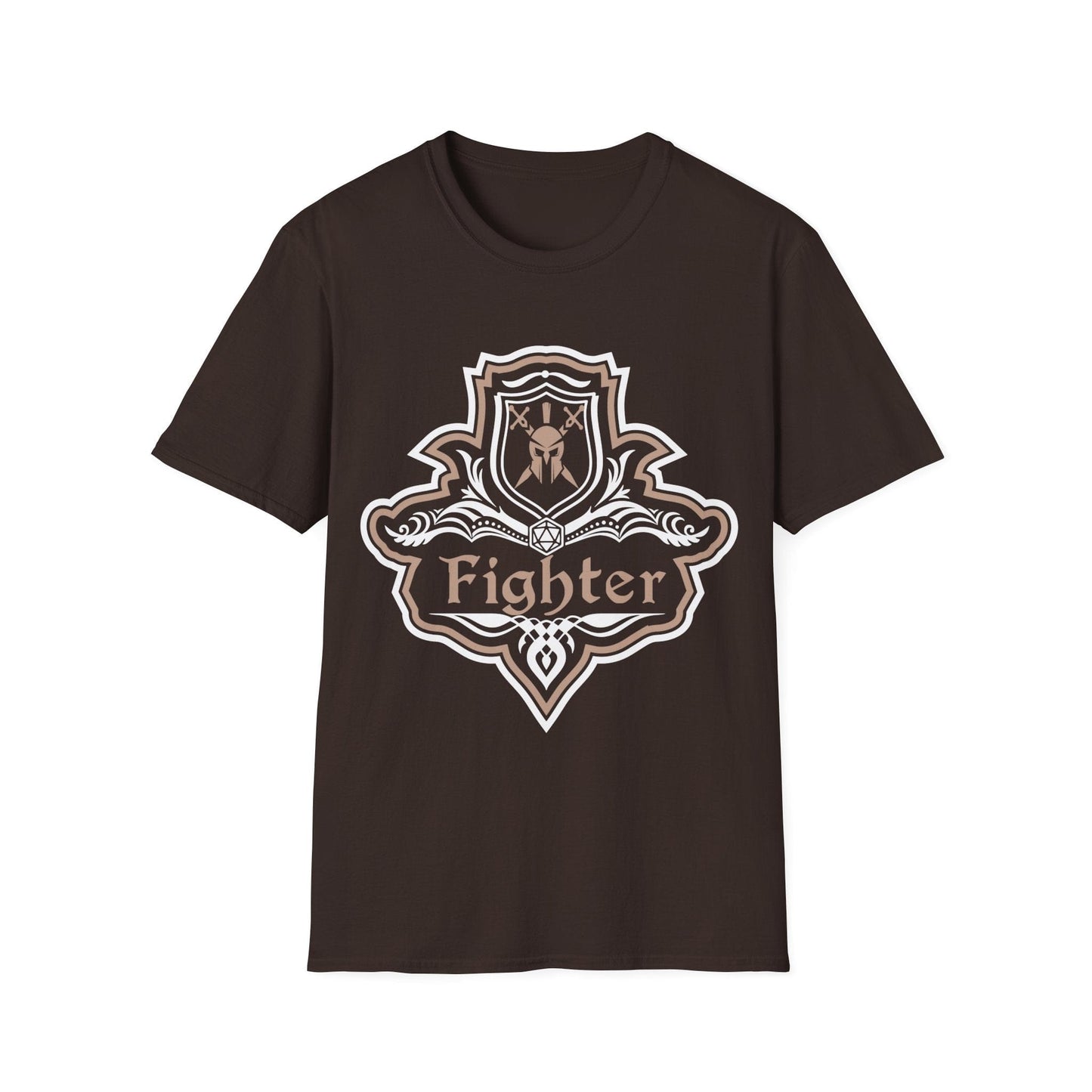 Printify T-Shirt Dark Chocolate / S D&D Fighter Class Fancy Emblem T-Shirt