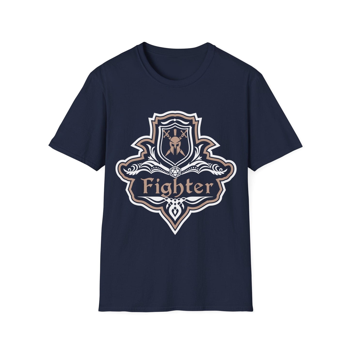 Printify T-Shirt Navy / S D&D Fighter Class Fancy Emblem T-Shirt