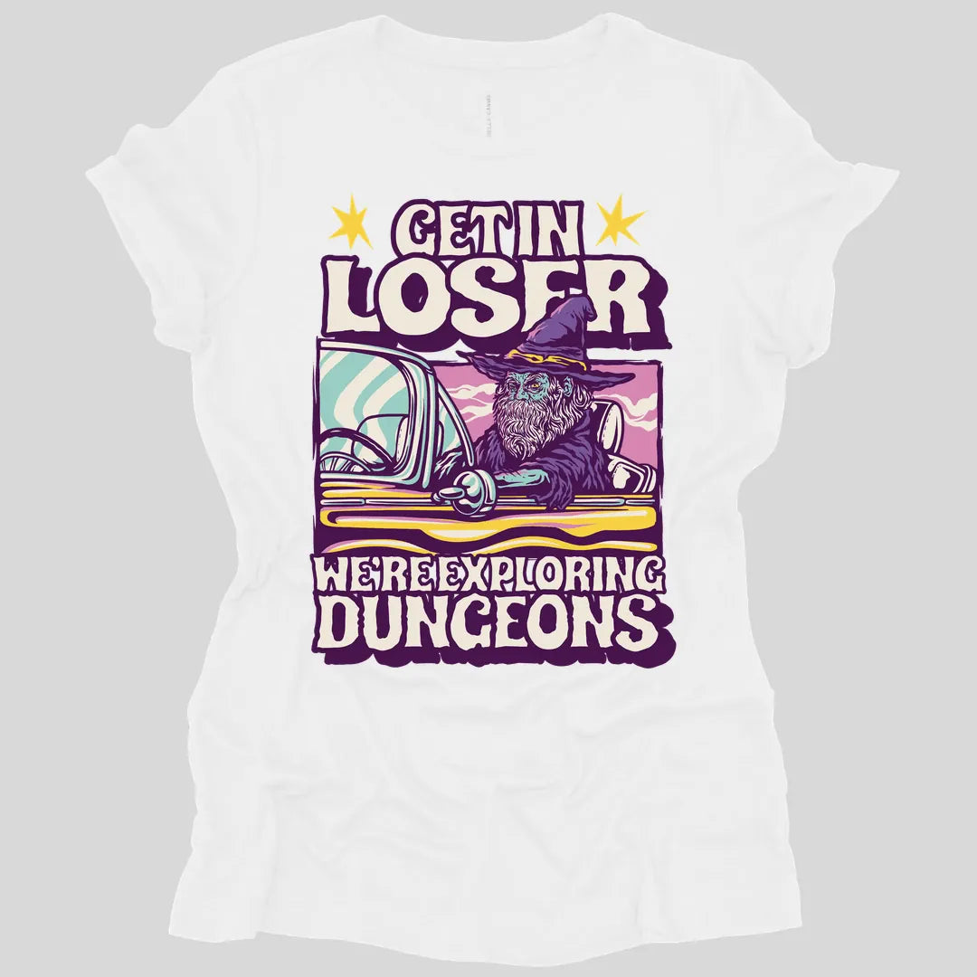 Printify T-Shirt White / S D&D Get In Loser Women's T-shirt