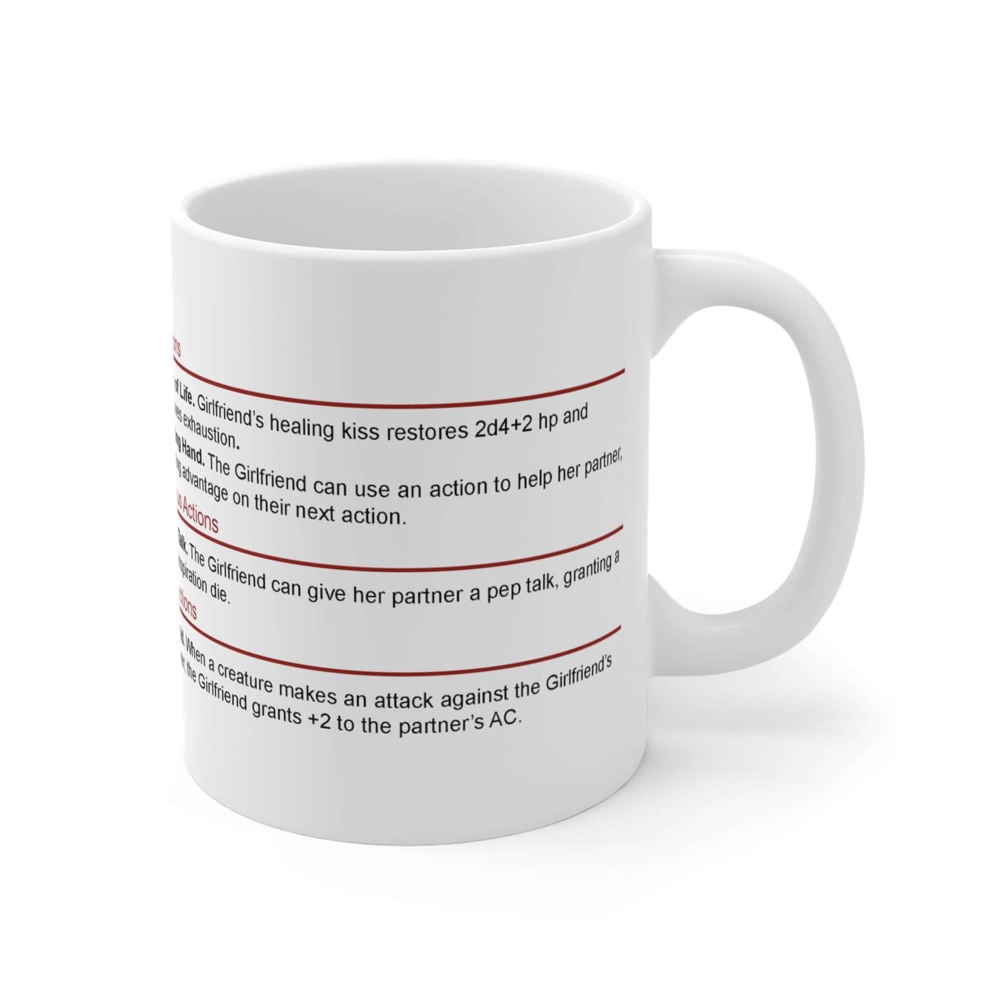 Printify Mug 11oz D&D Girlfriend Stat Block Mug