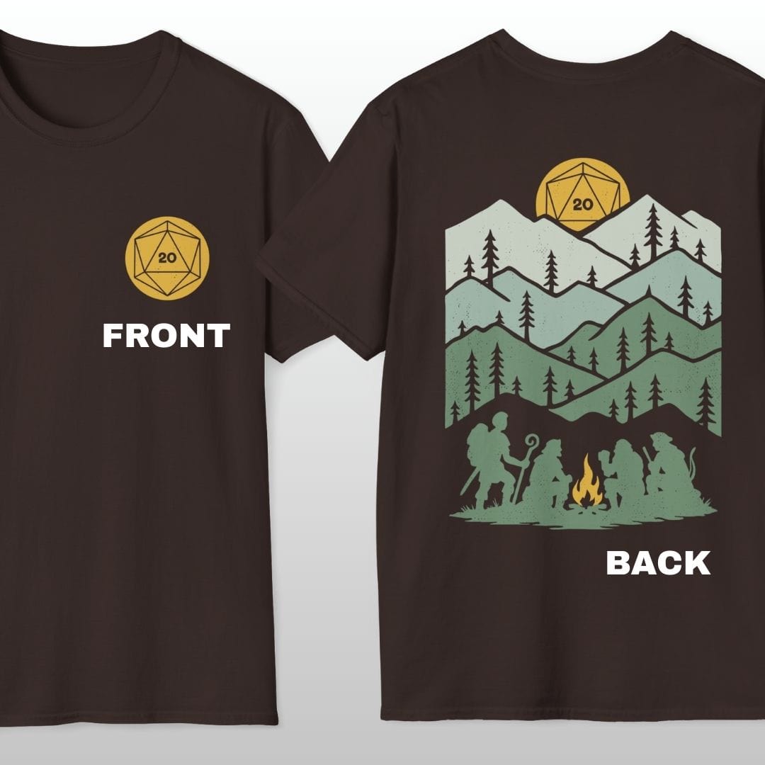Printify T-Shirt Dark Chocolate / S D20 Landscape Front & Back T-Shirt