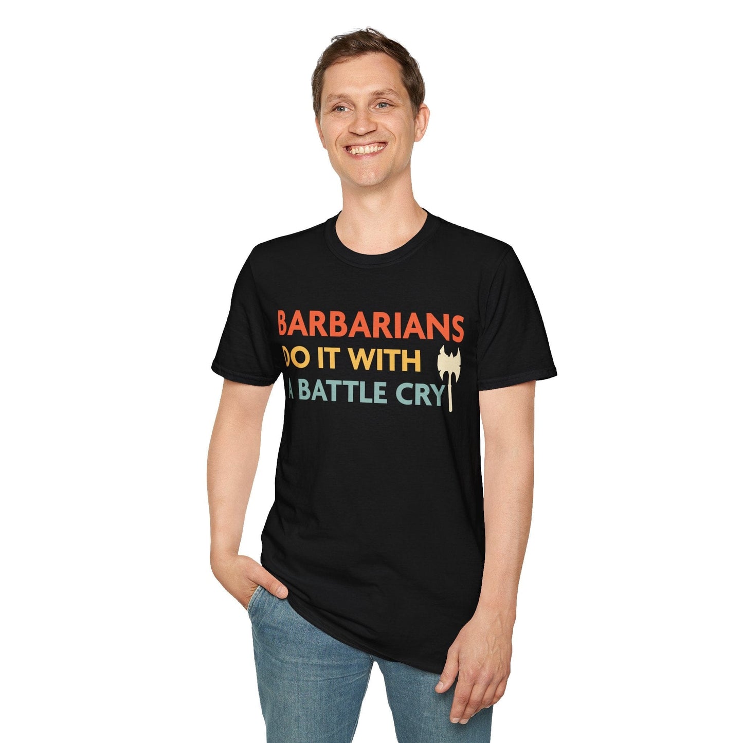 Printify T-Shirt DnD Barbarians Do It With A Battle Cry Shirt