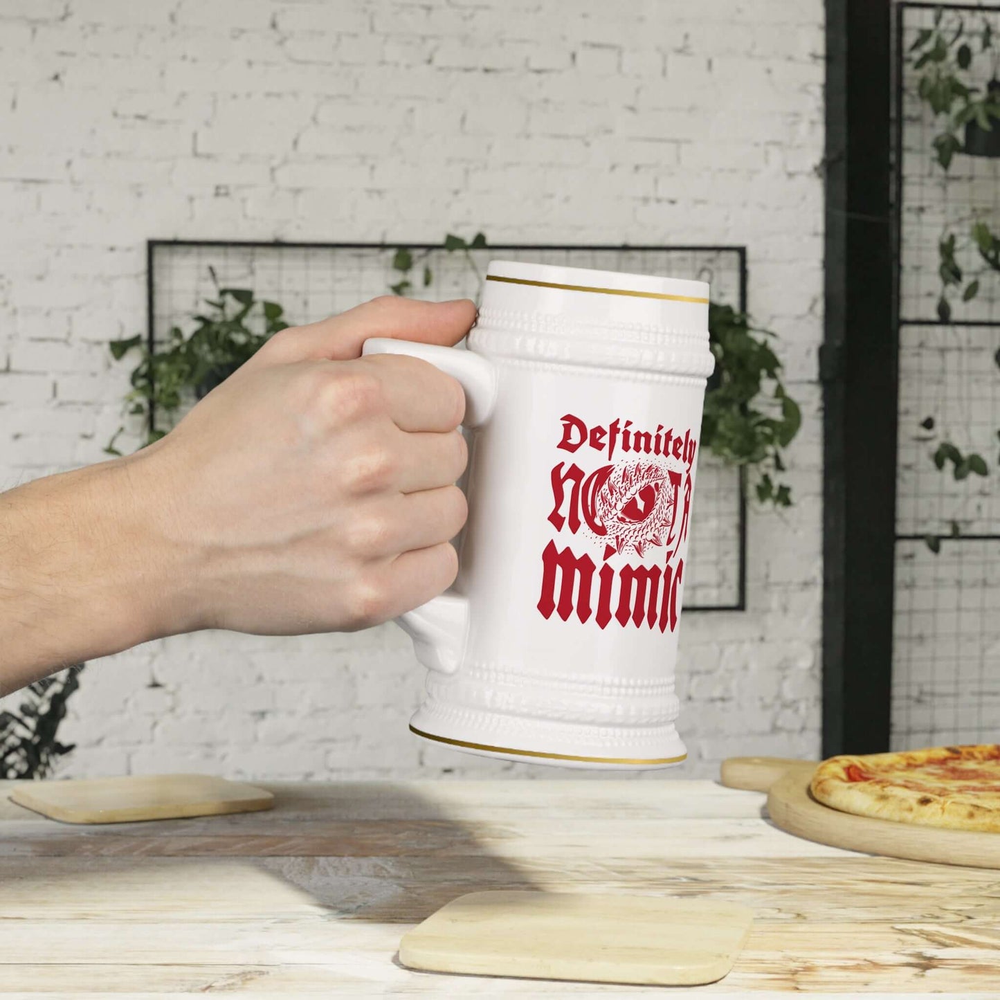 Printify Mug 22oz DND Beer Tankard - Definitely Not a Mimic