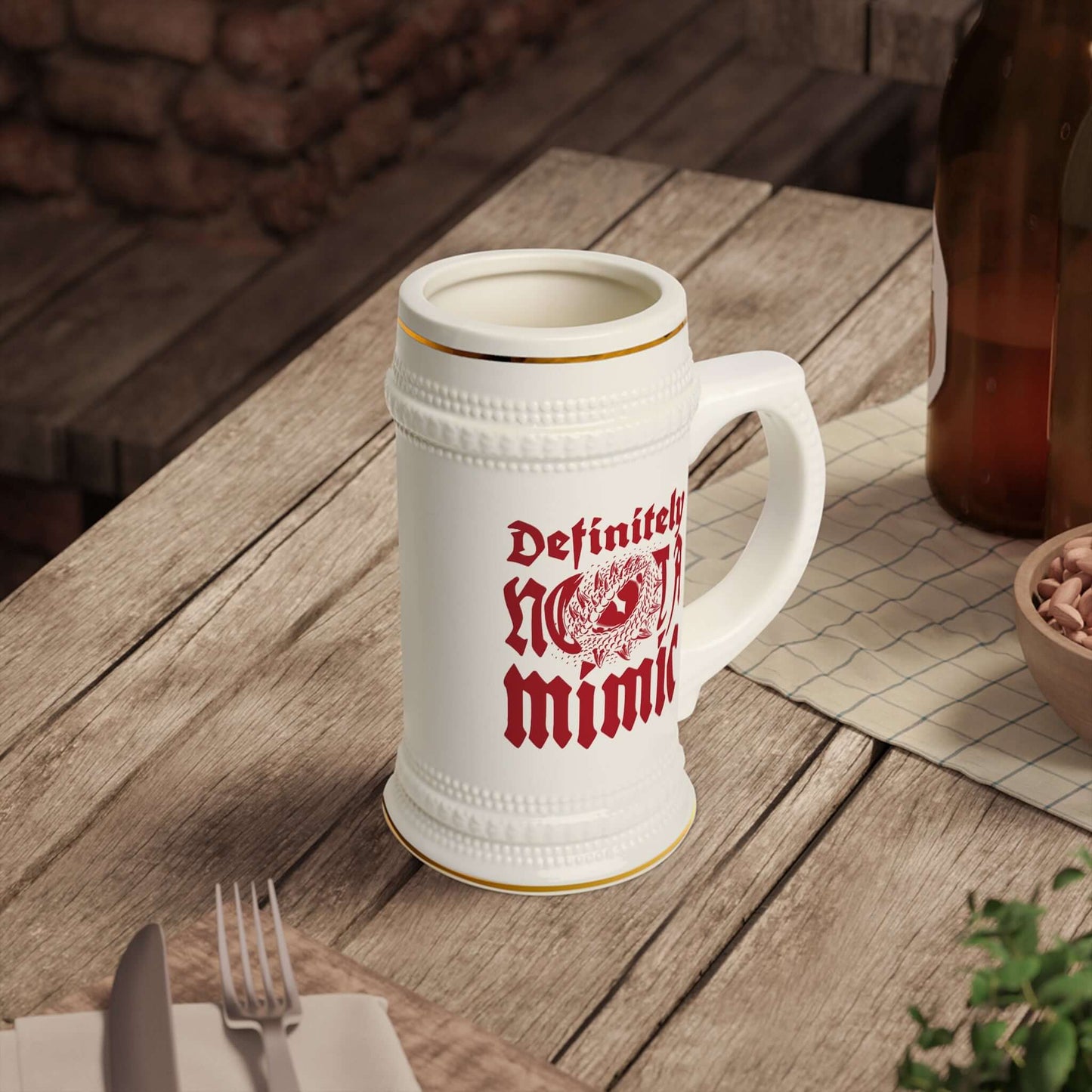 Printify Mug 22oz DND Beer Tankard - Definitely Not a Mimic