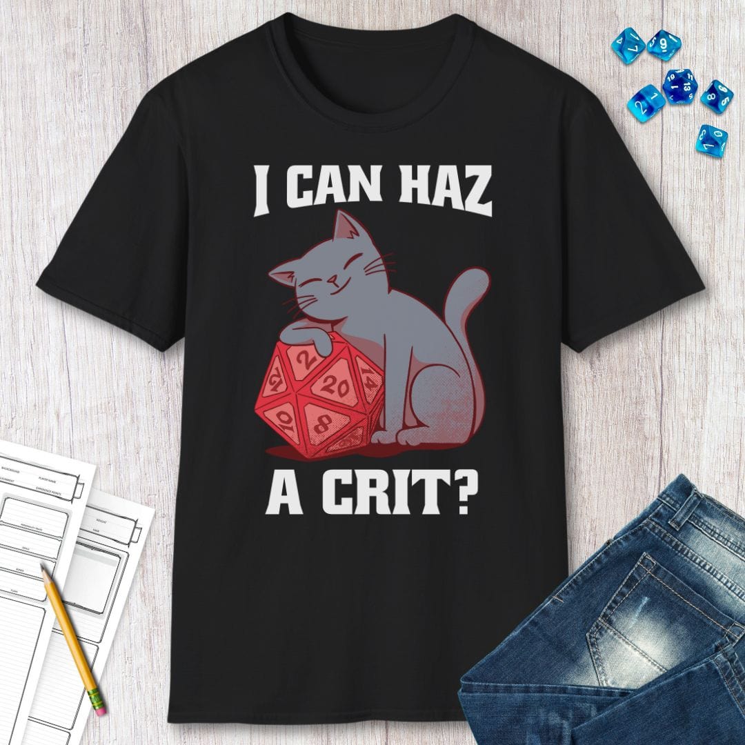 Printify T-Shirt DnD Cat Shirt - I can haz a crit?