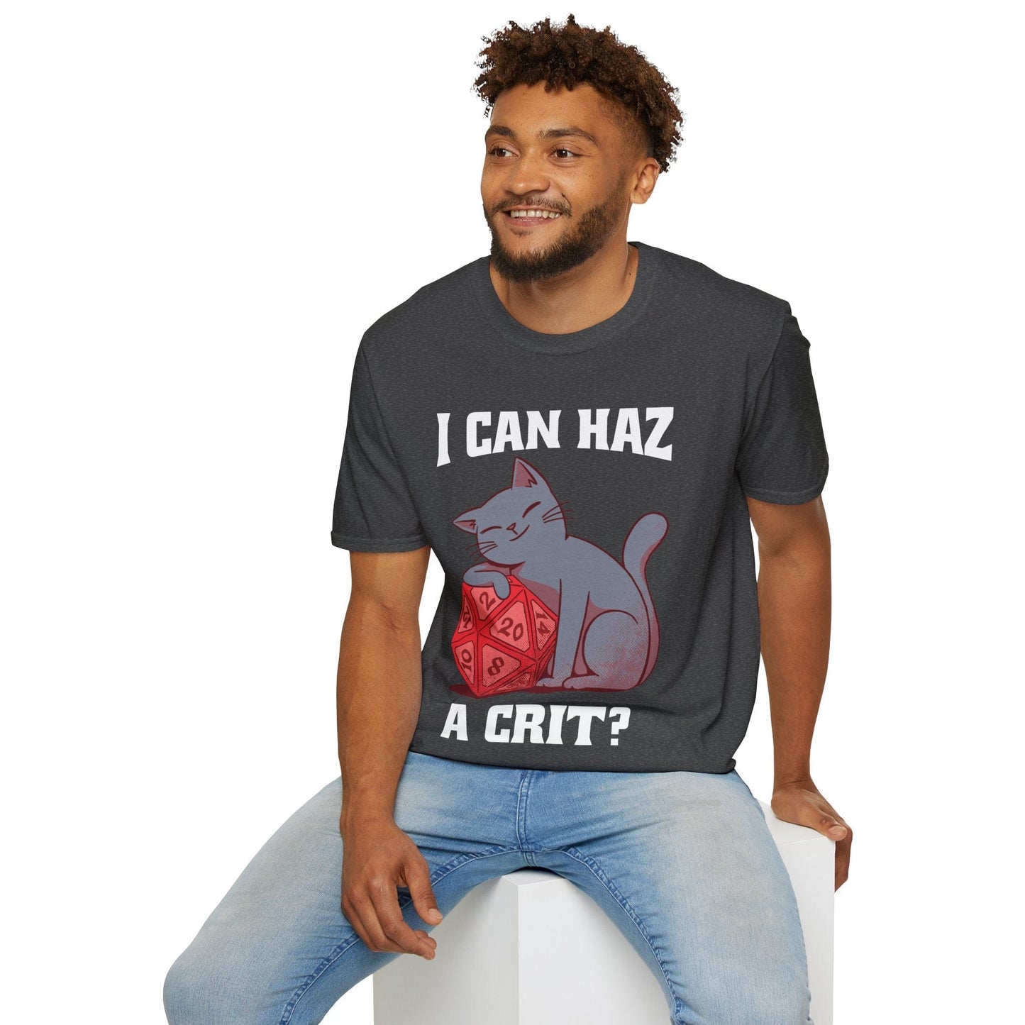 Printify T-Shirt DnD Cat Shirt - I can haz a crit?