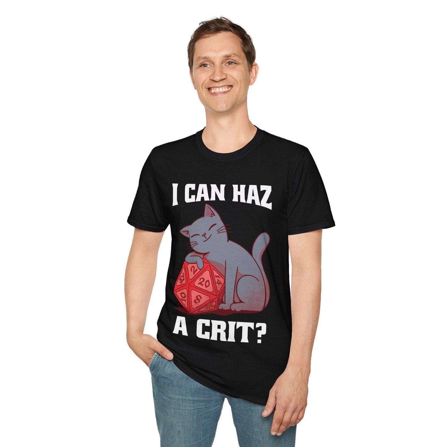 Printify T-Shirt DnD Cat Shirt - I can haz a crit?