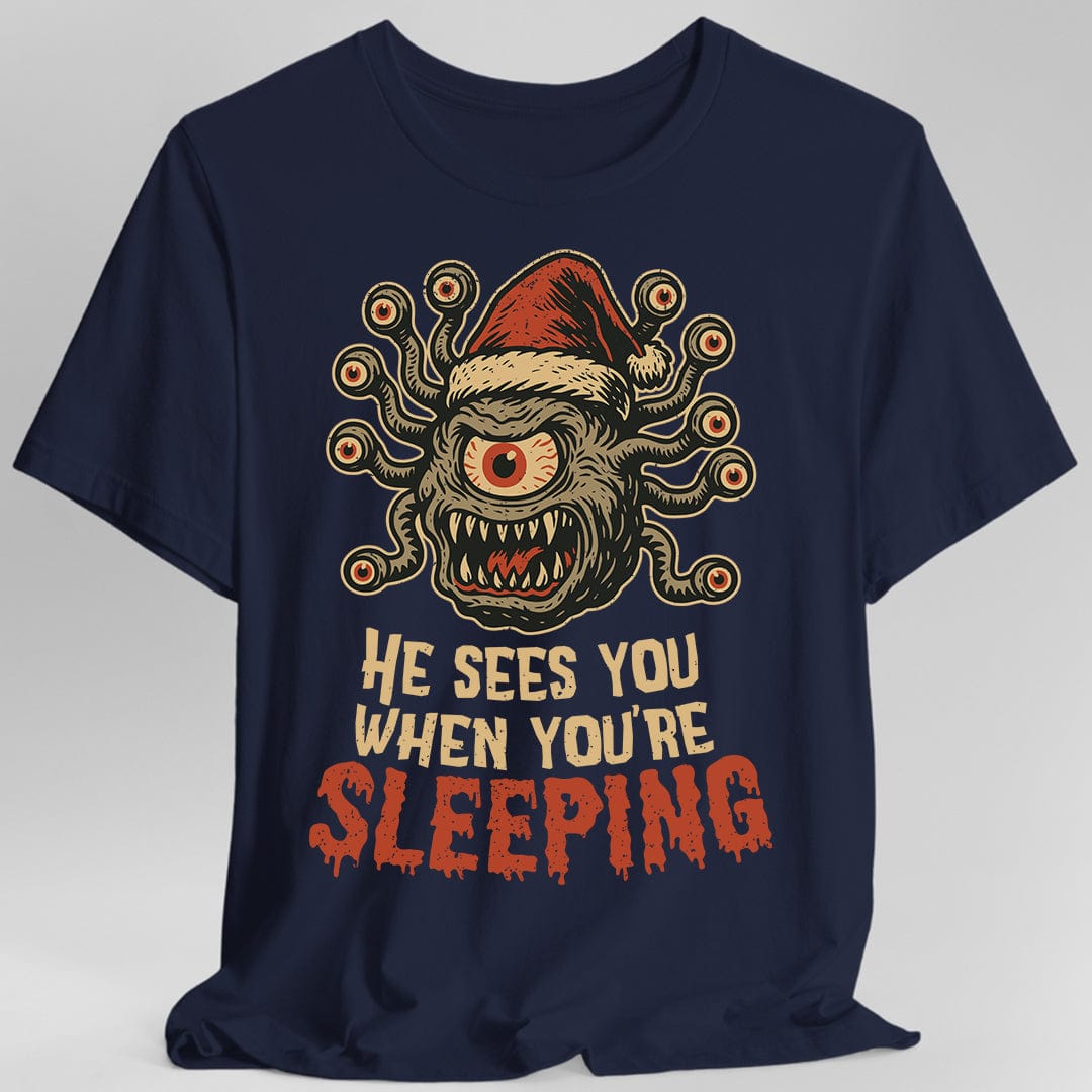 Printify T-Shirt Navy / S DnD Christmas Beholder T-Shirt