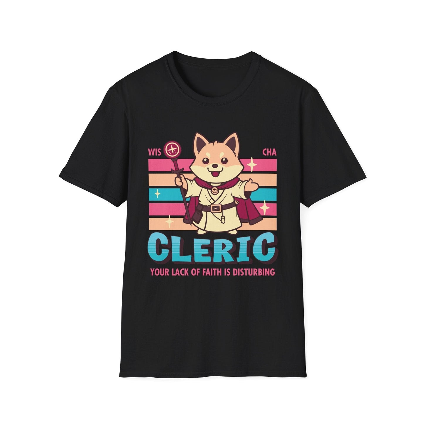 Printify T-Shirt Black / S DnD Cleric Shirt - D&D Kawaii Class T-shirt