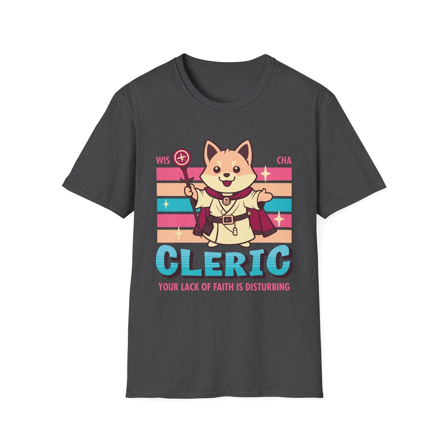 Printify T-Shirt Dark Heather / S DnD Cleric Shirt - D&D Kawaii Class T-shirt