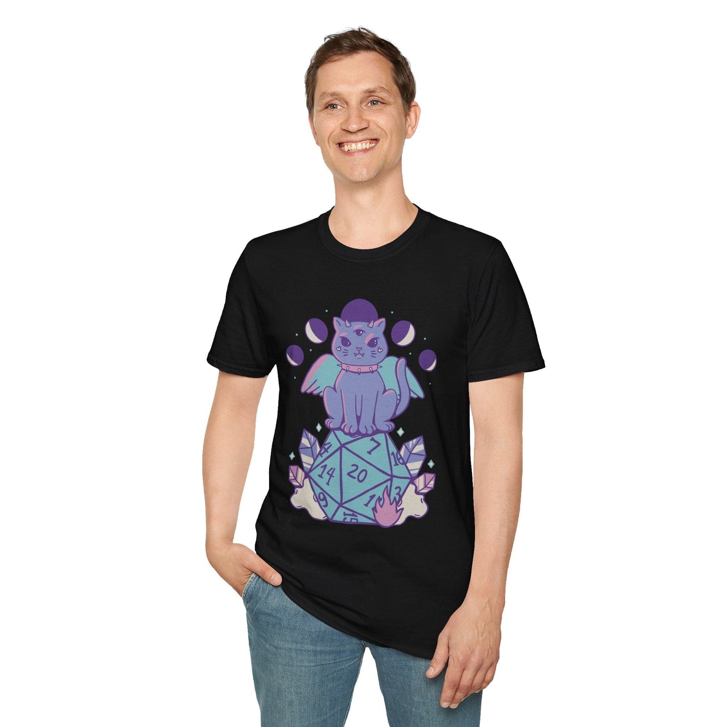 Printify T-Shirt DnD Cute Cat D20 T-shirt