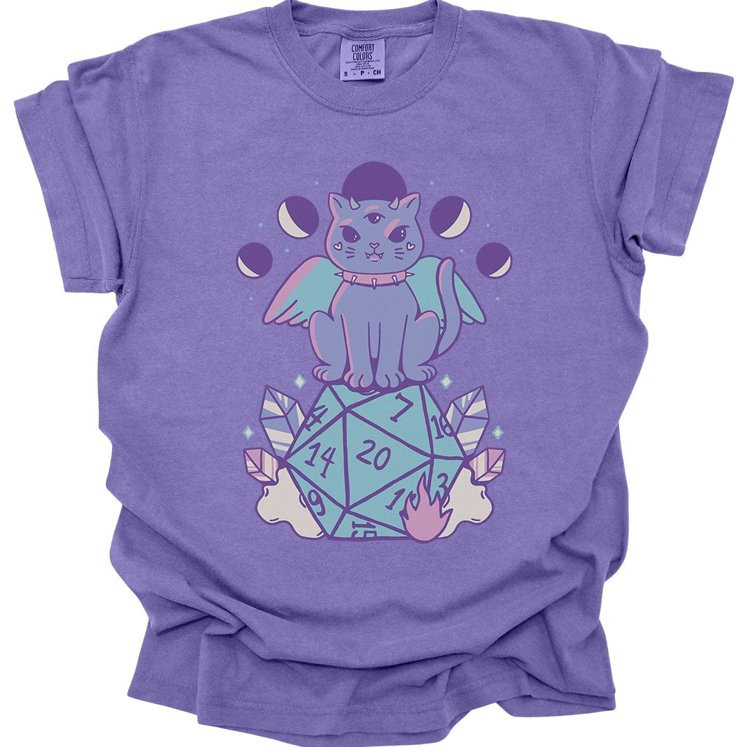 Printify T-Shirt Grape / S DnD Cute Cat D20 T-shirt - Comfort Colors