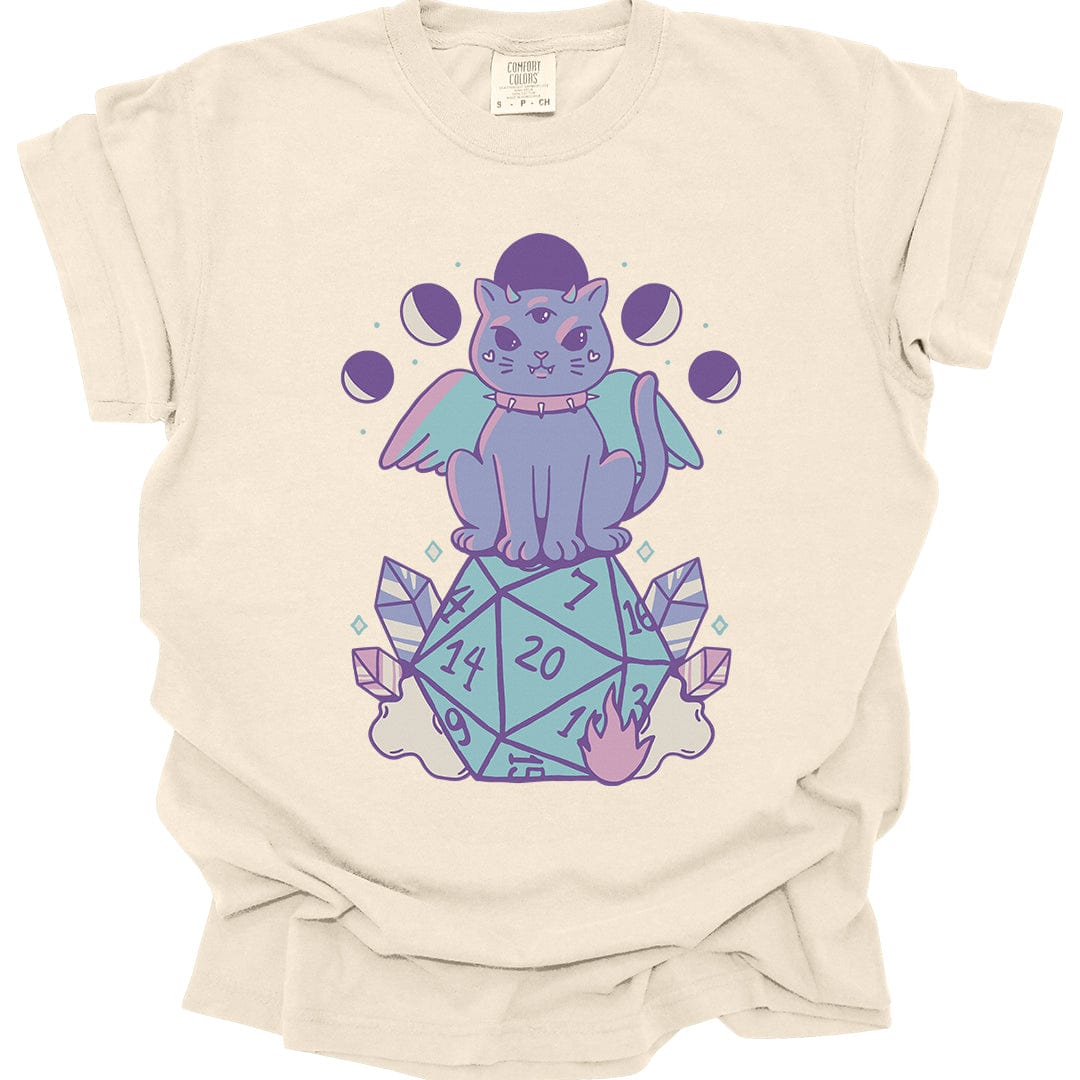 Printify T-Shirt Ivory / S DnD Cute Cat D20 T-shirt - Comfort Colors