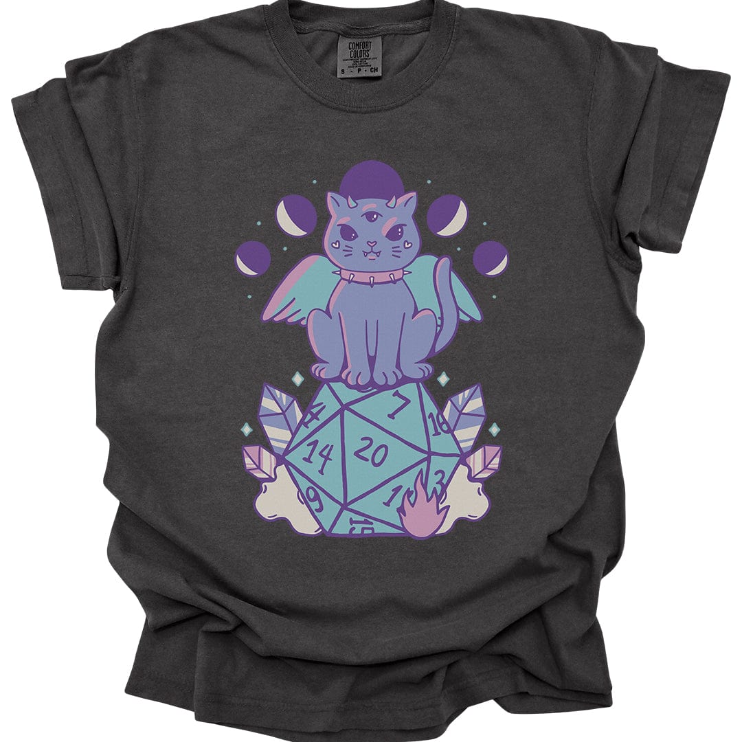 Printify T-Shirt Pepper / S DnD Cute Cat D20 T-shirt - Comfort Colors