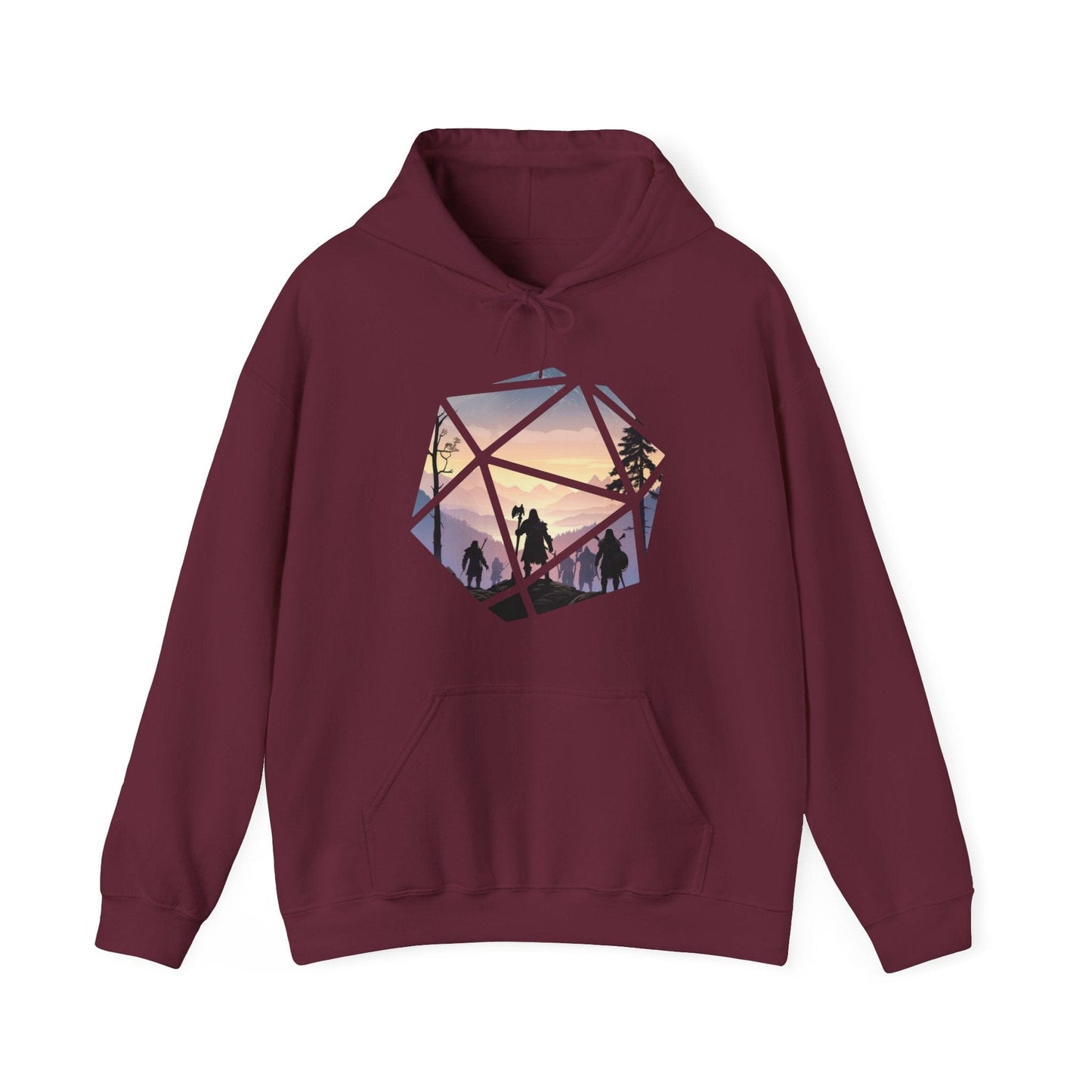 Printify Hoodie Maroon / S DnD D20 Landscape Hoodie