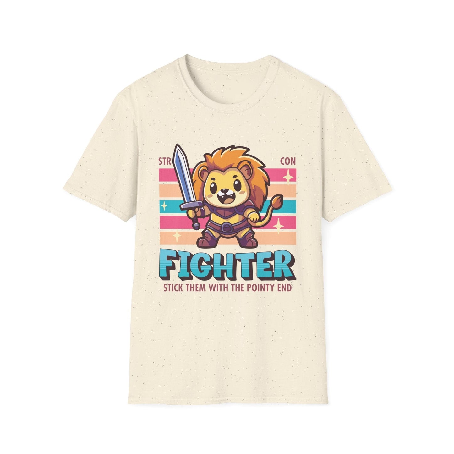 Printify T-Shirt Natural / S DnD Fighter Shirt - D&D Kawaii Class T-shirt