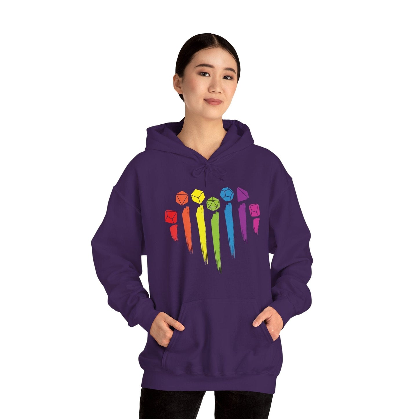 Printify Hoodie DnD Pride Hoodie with Dice Rainbow