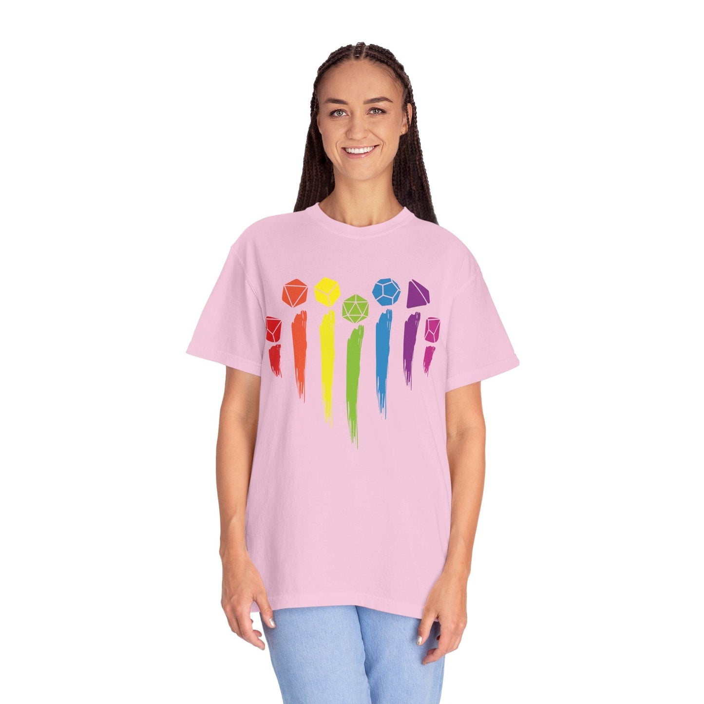 Printify T-Shirt DnD Pride Shirt with Dice Rainbow - Comfort Colors